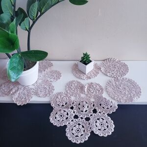 Vintage Hand Knit Crochet Doilies - Set Of 5